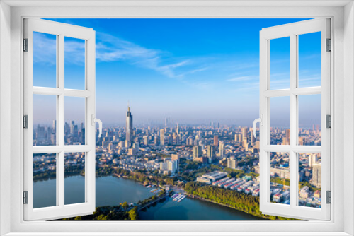 Fototapeta Naklejka Na Ścianę Okno 3D - Aerial view of Xuanwu Lake and city skyline in Nanjing, Jiangsu, China