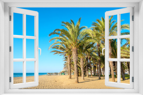 Fototapeta Naklejka Na Ścianę Okno 3D - Palms on the beach. Torremolinos, Andalusia, Spain