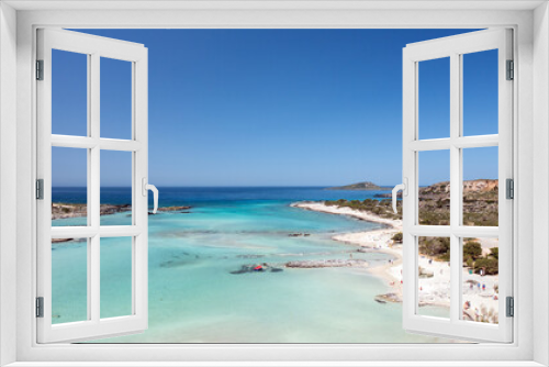 Fototapeta Naklejka Na Ścianę Okno 3D - Beautiful coast with azure sea waters, drone view. Elafonisi Beach, Crete