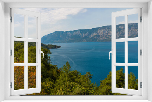 Fototapeta Naklejka Na Ścianę Okno 3D - CAMLI, MUGLA, TURKEY: Beautiful seascapes views from the top of the village of Camli