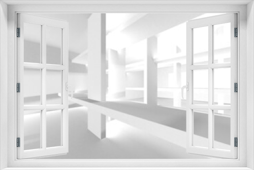 Fototapeta Naklejka Na Ścianę Okno 3D - Illuminated corridor interior design. Empty Room Interior Background