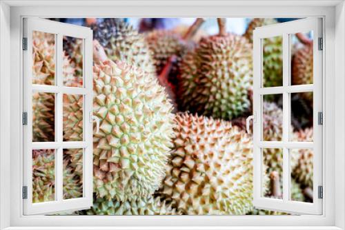 Fototapeta Naklejka Na Ścianę Okno 3D - Durian king of fruit, Durian in the market in Thailand.