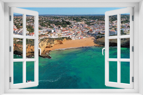 Fototapeta Naklejka Na Ścianę Okno 3D - Aerial panorama from the historical village Carvoeiro in the Algarve Portugal