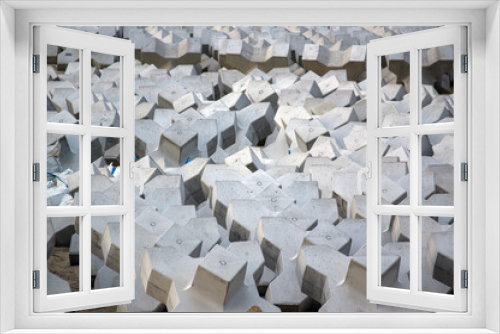 Fototapeta Naklejka Na Ścianę Okno 3D - Plac budowy materiały budowlane betonowe bloczki
