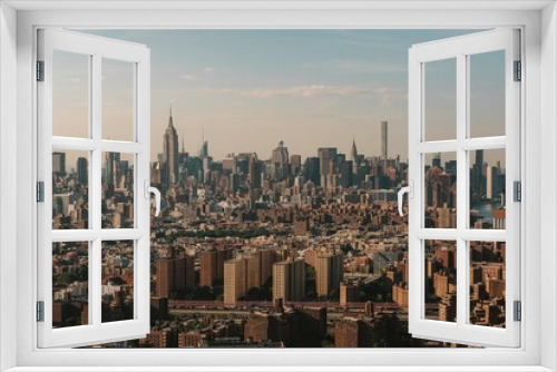 Fototapeta Naklejka Na Ścianę Okno 3D - New York city skyline taken from Brooklyn bridge 