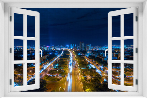 Fototapeta Naklejka Na Ścianę Okno 3D - Brasília vista de cima luzes ruas