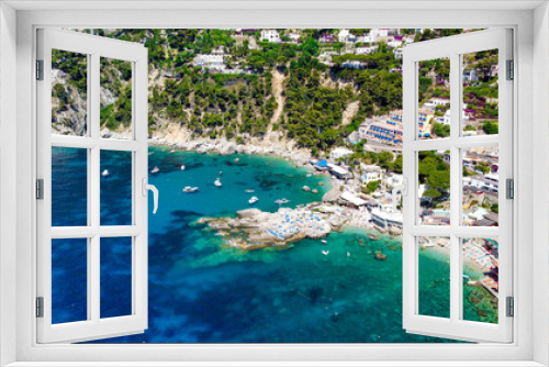 Fototapeta Naklejka Na Ścianę Okno 3D - Beautiful coastline in Marina Piccola, Capri. Aerial view from drone.