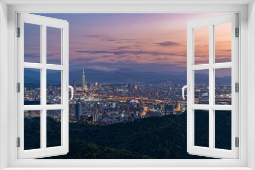Fototapeta Naklejka Na Ścianę Okno 3D - Taipei, Taiwan city skyline during the sunset.