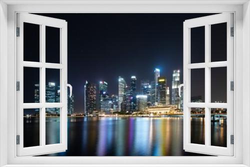 Fototapeta Naklejka Na Ścianę Okno 3D - Singapore May 22nd 2022 - Cityscape of the Singapore financial business district at night