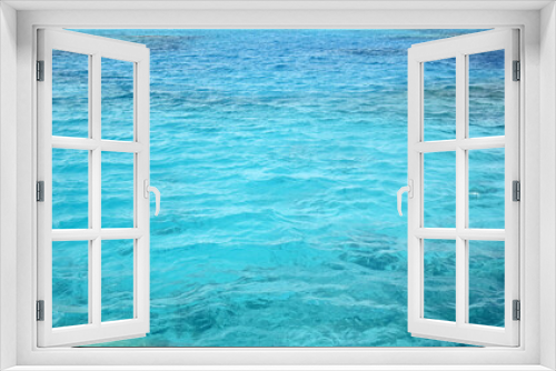 Fototapeta Naklejka Na Ścianę Okno 3D - Abstract natural background, surface, texture. Waves of blue sea water. Copy space. Selective focus.