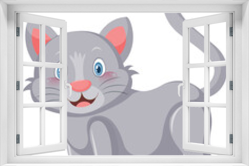 Fototapeta Naklejka Na Ścianę Okno 3D - Little cute cat in cartoon style