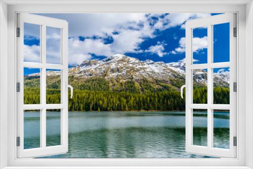Fototapeta Naklejka Na Ścianę Okno 3D - Crystal blue Lake St. Moritz, Sankt Moritz, Maloja, Grisons, Swi