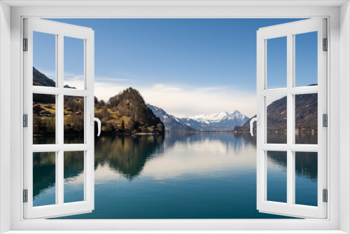Fototapeta Naklejka Na Ścianę Okno 3D - Lake Brienz and Swiss Alps view from Iseltwald