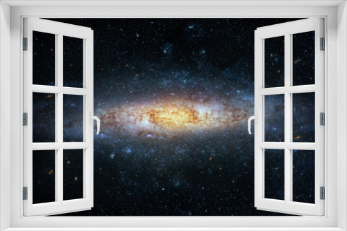 Fototapeta Naklejka Na Ścianę Okno 3D - Space scene with stars in the galaxy. Panorama. Universe filled with stars, nebula and galaxy,. Elements of this image furnished by NASA