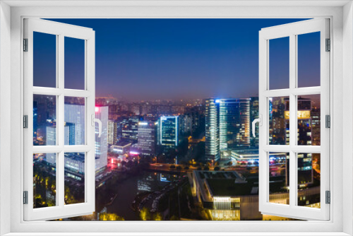 Fototapeta Naklejka Na Ścianę Okno 3D - Aerial photography night view of modern buildings in Suzhou city, China