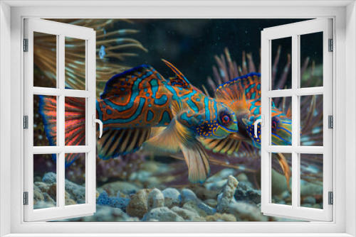Fototapeta Naklejka Na Ścianę Okno 3D - Mandarin fishes fighting 