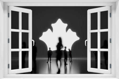 Fototapeta Naklejka Na Ścianę Okno 3D - 3d rendering people in front of symbol of maple leaf on background