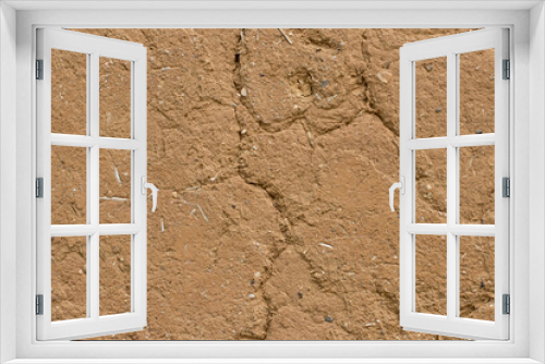 Fototapeta Naklejka Na Ścianę Okno 3D - texture of clay wall from clay house, clay background