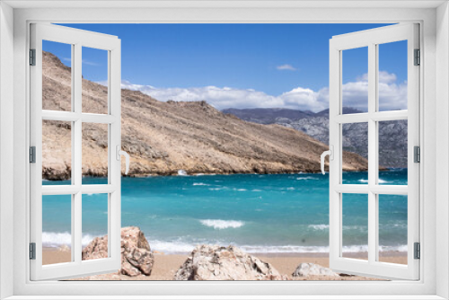 Fototapeta Naklejka Na Ścianę Okno 3D - Blue sea and rocky mountains of Croatia in a clear day