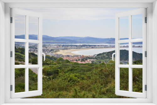 Fototapeta Naklejka Na Ścianę Okno 3D - View from the hill to the city and the beach. The Way of St. James, Northern Route, Spain