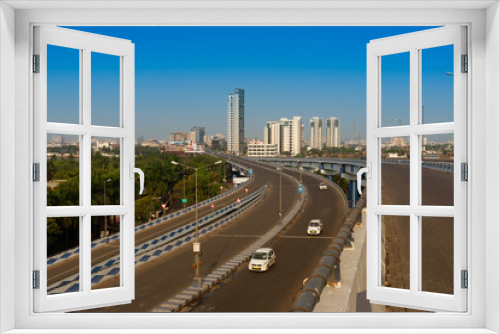 Fototapeta Naklejka Na Ścianę Okno 3D - Kolkata, West Bengal, India - January 1st 2016 : Parama Island flyover, popularly known as Ma or Maa flyover is a 4.5 kilometer long flyover in Kolkata.. From Alipore to E.M Bypass of Kolkata.