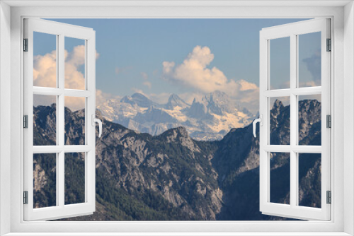 Fototapeta Naklejka Na Ścianę Okno 3D - Dachsteinblick von Schafberg