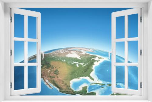 Fototapeta Naklejka Na Ścianę Okno 3D - Physical map of Planet Earth, focused on North America, USA, Canada, Mexico and Central America. 3D illustration - Elements of this image furnished by NASA