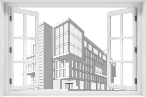 Fototapeta Naklejka Na Ścianę Okno 3D - Office building 3d illustration