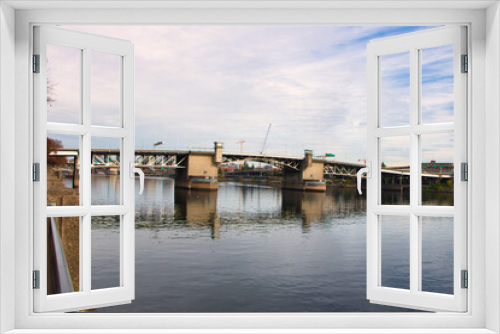Fototapeta Naklejka Na Ścianę Okno 3D - drawbridge over the river in portland