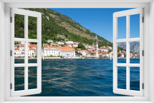 Fototapeta Naklejka Na Ścianę Okno 3D - Panorama of the Bay of Kotor and the town Perast