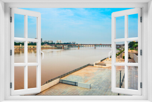 Fototapeta Naklejka Na Ścianę Okno 3D - Sabarmati riverfront aerial view, Ahmedabad
