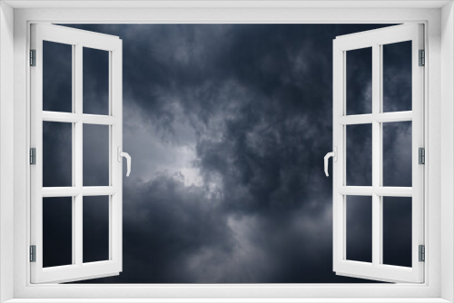 Fototapeta Naklejka Na Ścianę Okno 3D - Dark rainy thunderstorm clouds grey color horizontal image