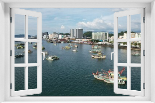 Fototapeta Naklejka Na Ścianę Okno 3D - Kota Kinabalu, Sabah Malaysia – June 14, 2022: The Waterfront and Esplanade Area of Kota Kinabalu City Centre