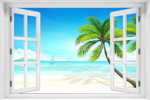 Fototapeta Naklejka Na Ścianę Okno 3D - Tropical beach. Vector