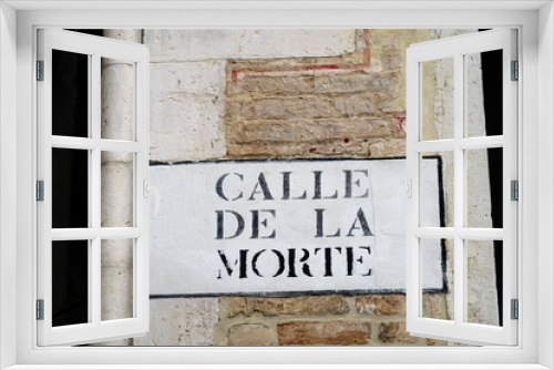Fototapeta Naklejka Na Ścianę Okno 3D - Calle de la Morte. (Rue de la mort) Plaque de nom de rue. Venise. Italie.