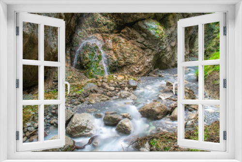Fototapeta Naklejka Na Ścianę Okno 3D - With its weathered crags and pinnacles, Rosengartenschlucht Canyon in Imst, Oberinntal Valley, is one of Austria’s most spectacular natural sights. 