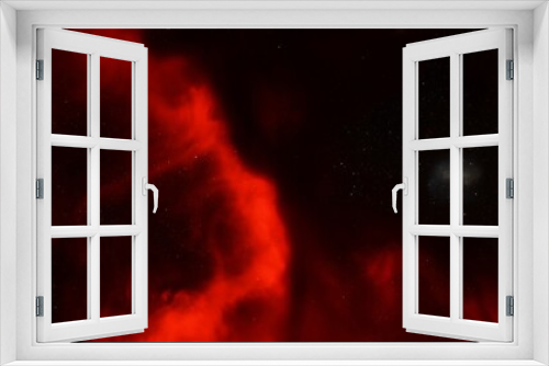 Fototapeta Naklejka Na Ścianę Okno 3D - bright nebula, nebula in space, majestic red-purple nebula, beautiful space background 3D render
