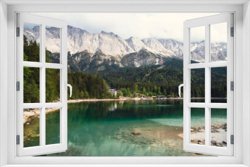 Fototapeta Naklejka Na Ścianę Okno 3D - View on the beautiful Zugspitze mountain and the Eibsee in Bavaria, Germany