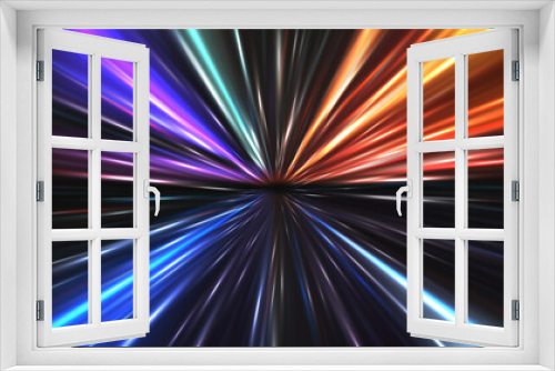 Fototapeta Naklejka Na Ścianę Okno 3D - Abstract color light speed zoom fast night background vector
