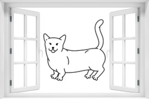 Fototapeta Naklejka Na Ścianę Okno 3D - cat black white munchkin contour sketch doodle illustration.