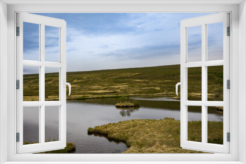 Fototapeta Naklejka Na Ścianę Okno 3D - A pond with swans surrounded by meadows in Northern Iceland