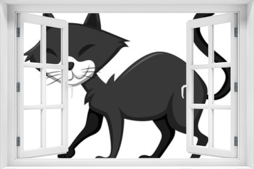 Fototapeta Naklejka Na Ścianę Okno 3D - Black cat in cartoon style
