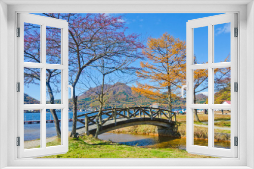 Fototapeta Naklejka Na Ścianę Okno 3D - Mt. Haruna and Lake Haruna in Autumn.