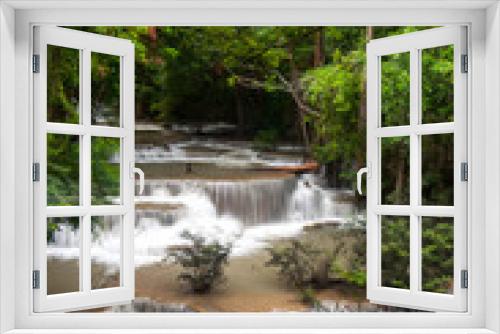 Fototapeta Naklejka Na Ścianę Okno 3D - The waterfall in rain forest is beautiful.
