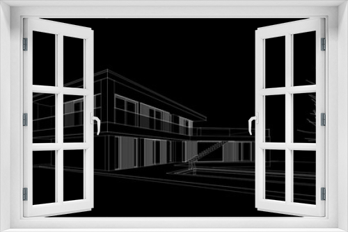 Fototapeta Naklejka Na Ścianę Okno 3D - house architecture design 3d illustration