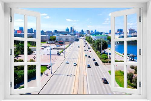 Fototapeta Naklejka Na Ścianę Okno 3D - Aerial view panorama of Yekaterinburg city center. View from above. Russia