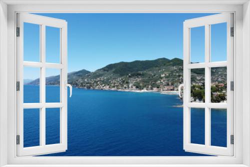 Fototapeta Naklejka Na Ścianę Okno 3D - Looking northwest a long the coast of the Ligurian Sea near Camogli, Italy.