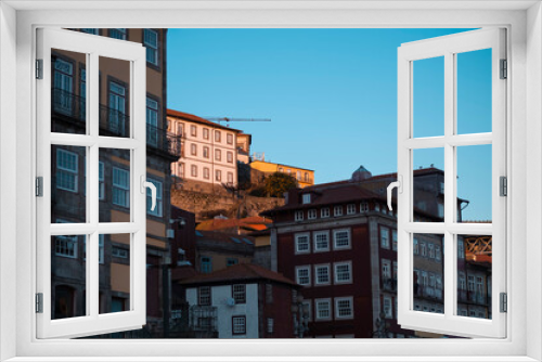 Fototapeta Naklejka Na Ścianę Okno 3D - View of the residential buildings in historic center of Porto, Portugal.