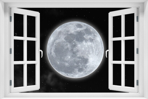 Fototapeta Naklejka Na Ścianę Okno 3D - Full moon with stars on the sky.