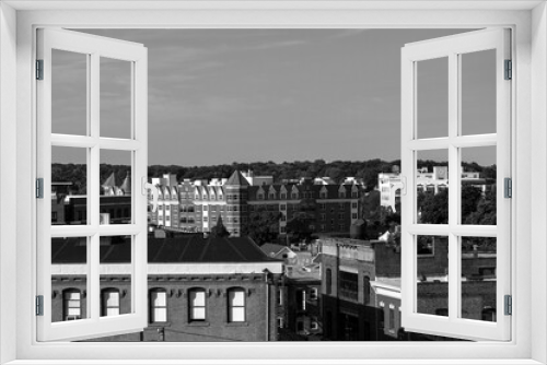 Fototapeta Naklejka Na Ścianę Okno 3D - Black and White landscape of a town 
